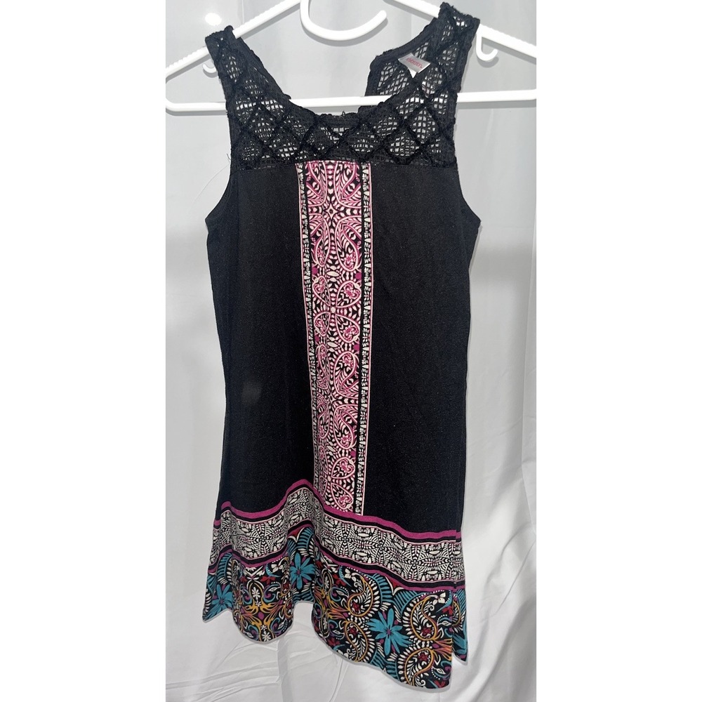 Xhilaration Floral Lace Tank Top Black Boho Crochet Sleeveless Blouse XS